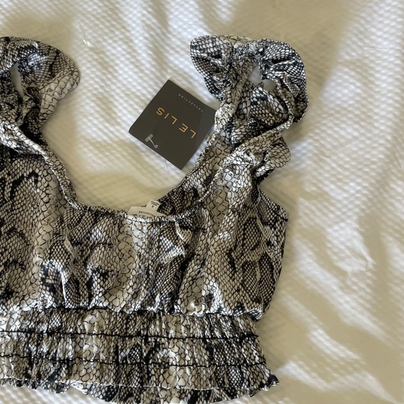 Le Lis Ruffled Smocked Snake Print Blouse - Picture 5 of 6